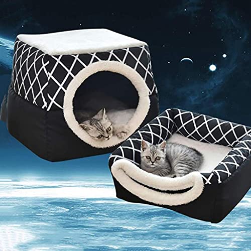 L.TSA Cama para Mascotas Gato de Felpa Cama para Perros Nido Casa de Animales extraíble para Gato Fondo Antideslizante semicerrado Impermeable (Tamaño: XL)