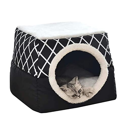 L.TSA Cama para Mascotas Gato de Felpa Cama para Perros Nido Casa de Animales extraíble para Gato Fondo Antideslizante semicerrado Impermeable (Tamaño: XL)