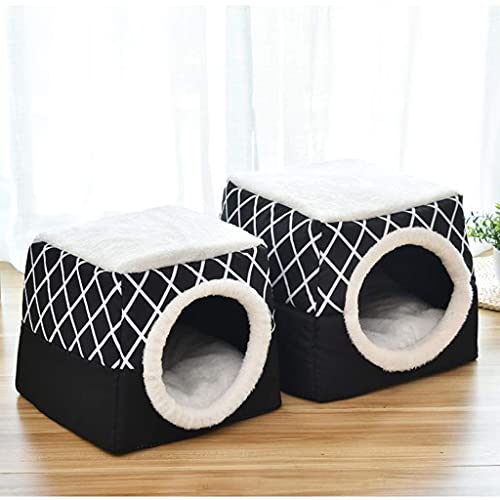 L.TSA Cama para Mascotas Gato de Felpa Cama para Perros Nido Casa de Animales extraíble para Gato Fondo Antideslizante semicerrado Impermeable (Tamaño: XL)