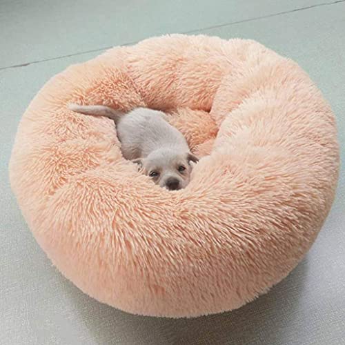 L.TSA Cama para Mascotas Perro Gato Redondo Cálido Cuddler Kennel Sofá Suave para Cachorros Alivio ortopédico para Perros pequeños medianos o Gatos (Color: Apricot, Size: M)