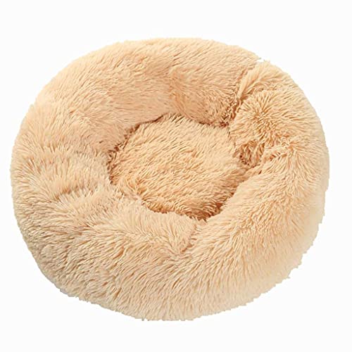 L.TSA Cama para Mascotas Perro Gato Redondo Cálido Cuddler Kennel Sofá Suave para Cachorros Alivio ortopédico para Perros pequeños medianos o Gatos (Color: Apricot, Size: M)