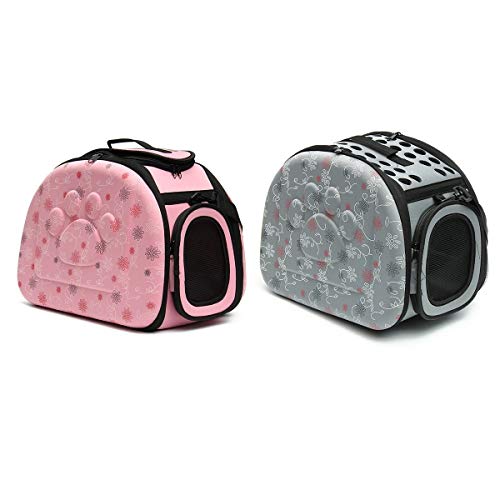 LUCHUII Caseta de Perro, Jaula de la Perrera del Gato Bolsa portátil pequeño Animal doméstico del Perro echado a un Lado del Portador del Recorrido del Bolso del totalizador del Hombro (Color : Pink)