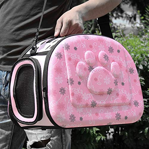 LUCHUII Caseta de Perro, Jaula de la Perrera del Gato Bolsa portátil pequeño Animal doméstico del Perro echado a un Lado del Portador del Recorrido del Bolso del totalizador del Hombro (Color : Pink)