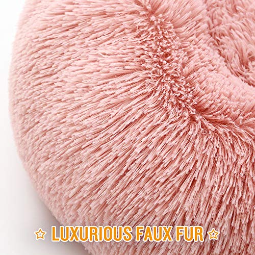 luciphia Cama para Perros Cama Redonda de Felpa Suave para Mascotas Almohada para Perros Sofá para Gatos Rosa 50cm