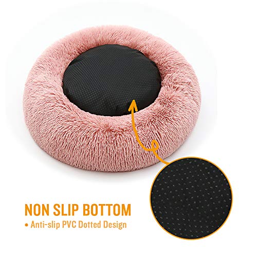 luciphia Cama para Perros Cama Redonda de Felpa Suave para Mascotas Almohada para Perros Sofá para Gatos Rosa 50cm