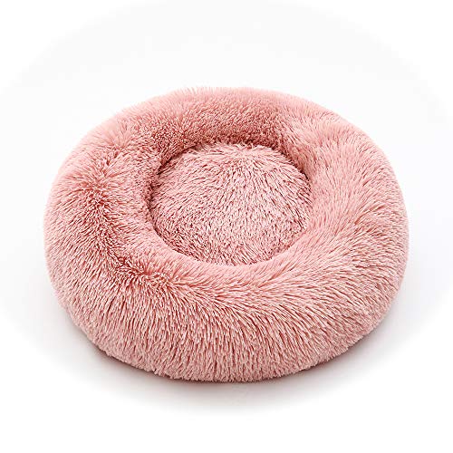 luciphia Cama para Perros Cama Redonda de Felpa Suave para Mascotas Almohada para Perros Sofá para Gatos Rosa 50cm