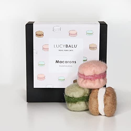 LucyBalu Macarons I Juguete para gatos con hierba gatera, de fieltro natural (100% lana de oveja), hecho a mano