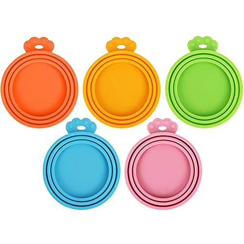 LUKIUP® 5 Piezas Cubiertas de Silicona para latas de Mascotas, 3 en 1 para Tapa de Lata de Comida para Mascotas, Tapas para Latas para Gatos para Almacenamiento de Alimentos de Mascotas