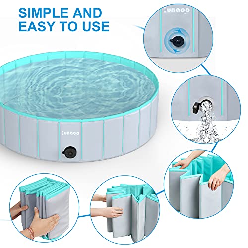 lunaoo Piscina para Perros - Bañera Plegable para Mascotas, Antideslizante y Resistente al Desgaste Bañera para Niños Natación Piscina para Mascotas Perros 80cm / 120cm / 160cm