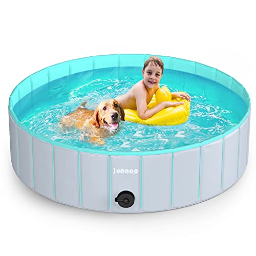 lunaoo Piscina para Perros - Bañera Plegable para Mascotas, Antideslizante y Resistente al Desgaste Bañera para Niños Natación Piscina para Mascotas Perros 80cm / 120cm / 160cm