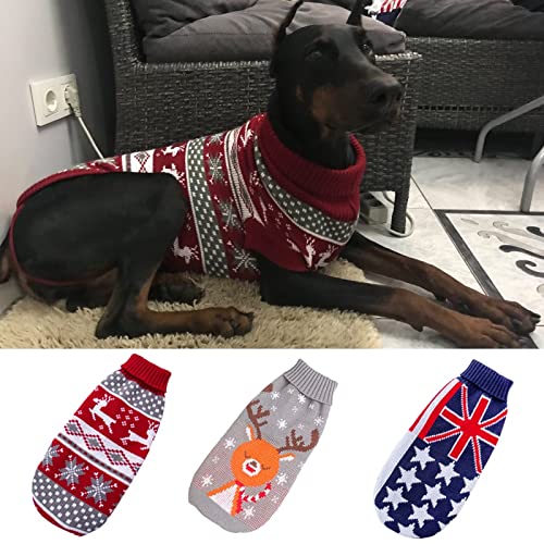 LUOWAN Suéter clásico con Estampado de Ciervo para Perros Grandes, Ropa de Invierno para Perros Grandes, Ropa para Mascotas de Invierno para Greyhound Labrador, Jerseys para Mascotas, Disfraz