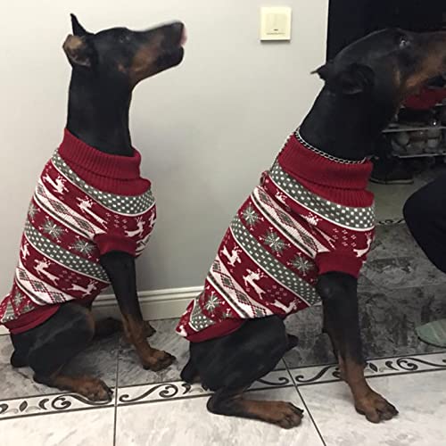 LUOWAN Suéter clásico con Estampado de Ciervo para Perros Grandes, Ropa de Invierno para Perros Grandes, Ropa para Mascotas de Invierno para Greyhound Labrador, Jerseys para Mascotas, Disfraz