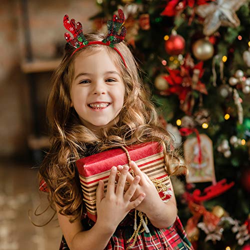 Lurrose 2 diademas de cuernos de reno con orejas de cuernos de ciervo divertidas, diademas de Navidad, disfraces de Navidad, decoraciones de fiesta