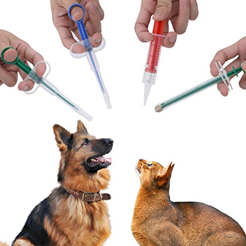 LUTER 4 Jeringas para Mascotas, Dispensador De Pastillas para Mascotas, Alimentador De Tabletas para Mascotas De Punta Suave Herramienta Dispensadora De Alimentación Médica Reutilizable