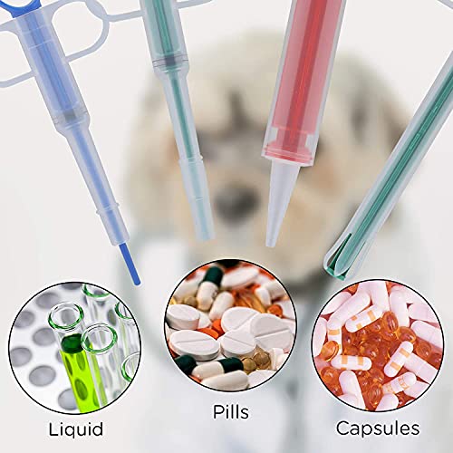 LUTER 4 Jeringas para Mascotas, Dispensador De Pastillas para Mascotas, Alimentador De Tabletas para Mascotas De Punta Suave Herramienta Dispensadora De Alimentación Médica Reutilizable