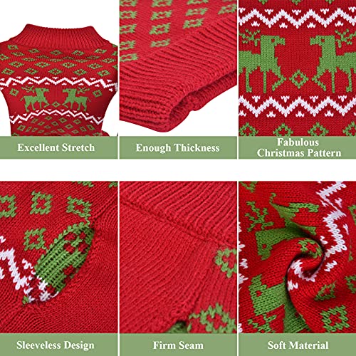 LuzPet Suéter de perro de Navidad con lindo patrón de ciervos suave invierno cálido ropa de punto ropa para mascotas suéter feo fiesta en Navidad para perros de tamaño mediano (XL, rojo)