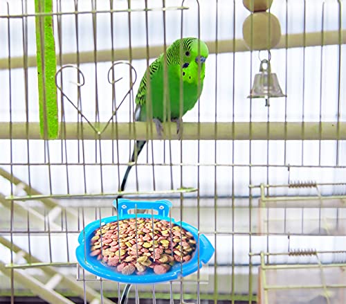 Lvjkes Bañera Bird, bañera pajaros, Comedero para pájaros con bañera con arandela de Rosca y alimentación de Agua para Loro Canary Green Tit (Azul)