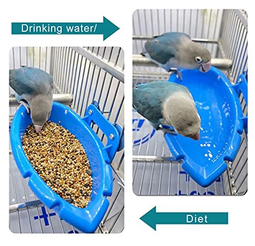 Lvjkes Bañera Bird, bañera pajaros, Comedero para pájaros con bañera con arandela de Rosca y alimentación de Agua para Loro Canary Green Tit (Azul)