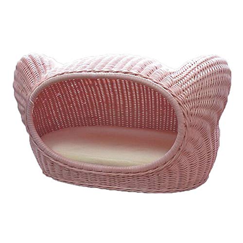 LXHONG Cesta De Mimbre para Cama De Perro, Arena para Gatos con Acolchado, Cama para Perros De Ratán para Hospital De Mascotas La Tienda De Animales Ratán De Indonesia, Lavable