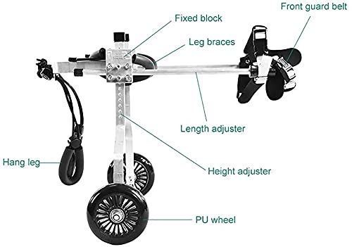 LXNQG Suministros para Mascotas Ajustables Perro Silla de Ruedas para discapacitados Dog Cat Gato Caminando Ayuda Coche Ligero Piernas Hinds Ligeras Rehabilitación Perro Silla de Ruedas