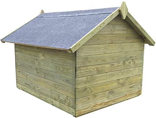 lyrlody- Canile Villa para perros, caseta para perro, de exterior de pino impregnado con techo abatible, 105,5 x 123,5 x 85 cm, verde