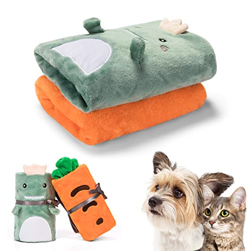 LZDMY Mantas para Perros y Gatos, 2 Piezas de Mantas para Mascotas y Niños de Buen Material con Multiusos, Lavable, Sueva, Cómodo con Patrones de Dibujos Animados, Gran Tamaño 85*85 cm, Regalo Navidad