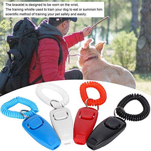 LZKW Dog Clicker, 4pcs Pet Training Clicker, 2 en 1 Profesional eficaz Equipado con Correa para la muñeca, práctico Gato para Perro