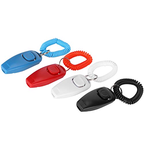 LZKW Dog Clicker, 4pcs Pet Training Clicker, 2 en 1 Profesional eficaz Equipado con Correa para la muñeca, práctico Gato para Perro