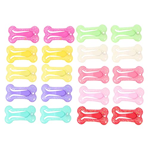 M I A 20 clips de pelo pequeños huesos para cachorro, gato, perro, clips de hueso, multicolor para perros, arcos para cachorros, suministros para mascotas, color al azar