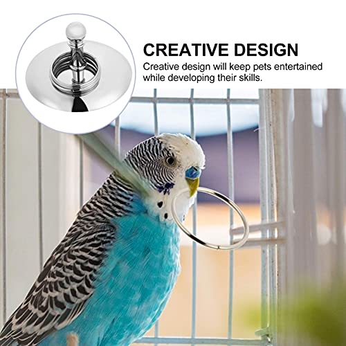 M I A Aros de entrenamiento de inteligencia para pájaros, juguete para pájaros, juguete de mesa, loro masticable, juguete para periquitos, cacatúas, conure Lovebird Cage S Silver (talla S: S)