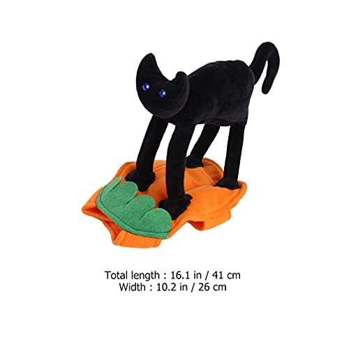 M I A Disfraz de gato de Halloween para mascotas, ropa de perro, vestido de hadas de gato negro, para perros pequeños, medianos, cobayas, gatito (color: negro naranja, tamaño: 26 x 41 cm)