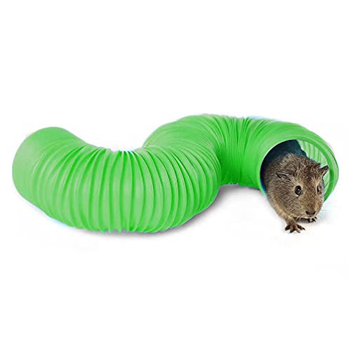 M I A Túnel pequeño para mascotas divertido, hurones, ratas, túnel plegable, plástico, cobayas, hámster, túnel de hámster, escondite para cobayas, chinchillas, ratas, verde (color: verde)