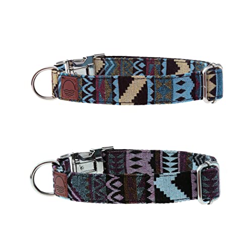 Made by Nami Boho - Juego de 2 collares de nailon para perros grandes y pequeños - Ajustable con cierre de metal - Transpirable y ligero - Premium Dog Collares (L45-65 cm)