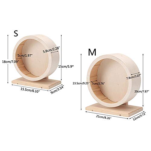 Magiin Rueda de Ejercicio de Madera Silencio para Correr Hámster Juguete Nido de Descanso Rueda de Ejercicio para Mascotas Animales Pequeños Ardillas Erizo (Diámetro 21cm)