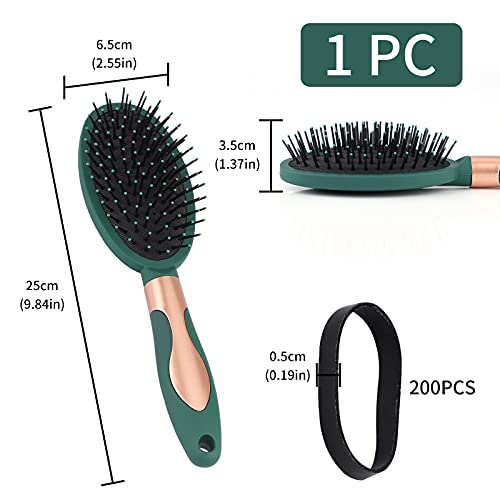 Mane and Tail Brushes with 200 Pcs Plaiting Bands for Braiding Manes and Tails Horse Grooming Kit Groom Grip Bucket Brush Horse Grooming Brushes Set Equine Mane and Tail Brush for Horses Oval