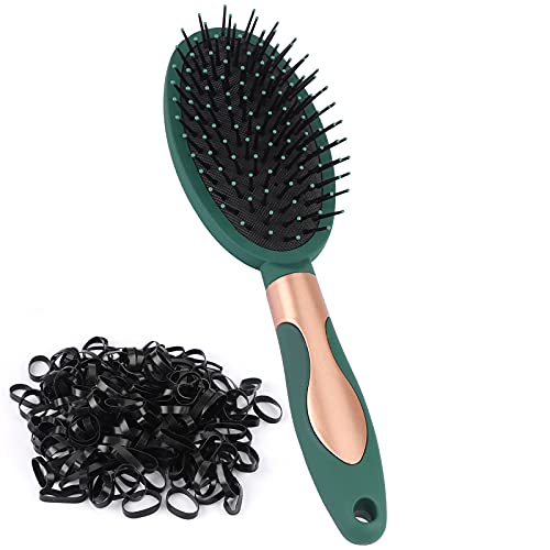 Mane and Tail Brushes with 200 Pcs Plaiting Bands for Braiding Manes and Tails Horse Grooming Kit Groom Grip Bucket Brush Horse Grooming Brushes Set Equine Mane and Tail Brush for Horses Oval