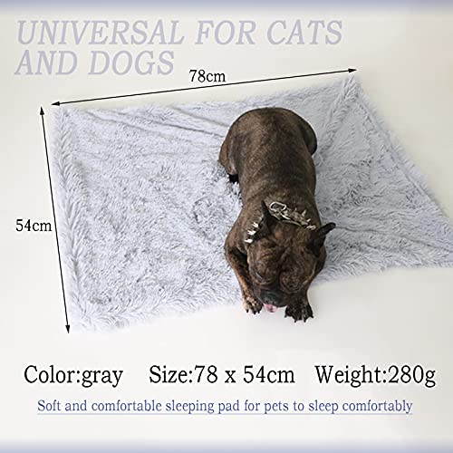 Manta de Perro Mantas Gato Felpa Mantas Mascotas Colchón Suave Esponjosas Alfombra mullidas Perro Suave calentita Colchón Estera Gato Cálida Doble Cara Lavable Fibra superfina Gris 78x54cm