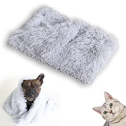 Manta de Perro Mantas Gato Felpa Mantas Mascotas Colchón Suave Esponjosas Alfombra mullidas Perro Suave calentita Colchón Estera Gato Cálida Doble Cara Lavable Fibra superfina Gris 78x54cm