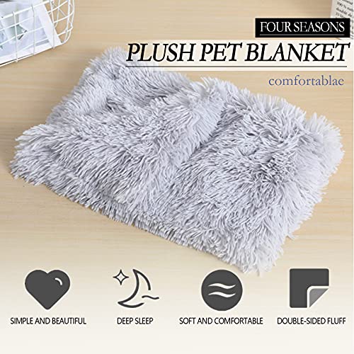 Manta de Perro Mantas Gato Felpa Mantas Mascotas Colchón Suave Esponjosas Alfombra mullidas Perro Suave calentita Colchón Estera Gato Cálida Doble Cara Lavable Fibra superfina Gris 78x54cm