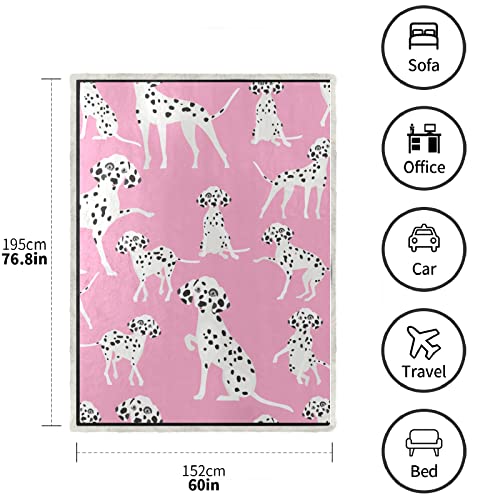 Manta Ligera de Dibujos Animados Lindo Perro Mascota dálmata Estampado Manta Todas Las Estaciones para sofá Cama sofá Silla 76,8x60 Pulgadas