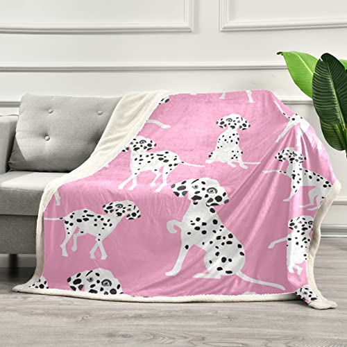 Manta Ligera de Dibujos Animados Lindo Perro Mascota dálmata Estampado Manta Todas Las Estaciones para sofá Cama sofá Silla 76,8x60 Pulgadas