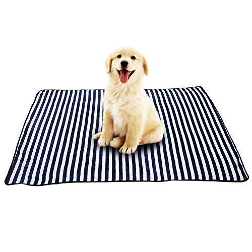 Manta para Mascotas, Felpa de Doble Cara, Suave y cómoda, Manta para Perros de Felpa, Buen Efecto de protección,(Blue Bar, M)