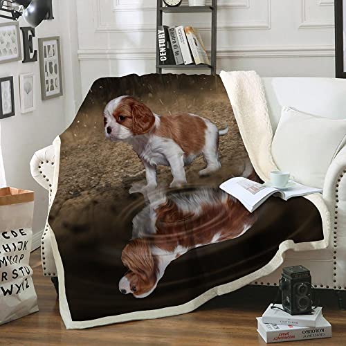 Manta Perro Animal Blanco Negro Marrón 3D Manta Verano 150x200cm Mantas para Sofá Sherpa - Manta Polar 100% Microfibra Extra Suave, Manta de sofá, de Cama o de Sala de Estar