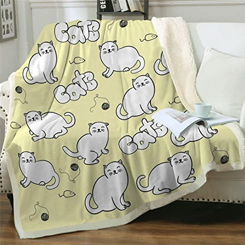 Manta Reversible de Franela 75x100cm,Manta Polar para Cama de Microfibra-Manta Pelo para Sofá Suave,Manta Forro Polar de Invierno-Manta cálida-Manta de Forro Polar-Regalo Gato Animal Mascota