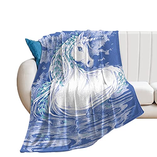 Manta suave de franela antialérgica de 177 x 203 cm, diseño de arte de cuerno de caballo, lanzamientos simples para mascotas, perros, gatos, animales de caballo, tamaño pequeño