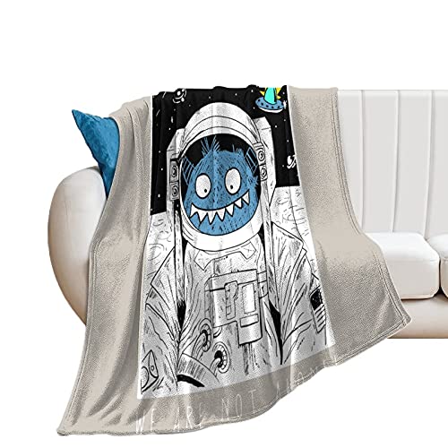 Manta suave de franela antialérgica de 177,8 x 203,2 cm, diseño divertido de astronauta espacial alienígena para mascotas, perros, gatos, animales de caballo, tamaño pequeño