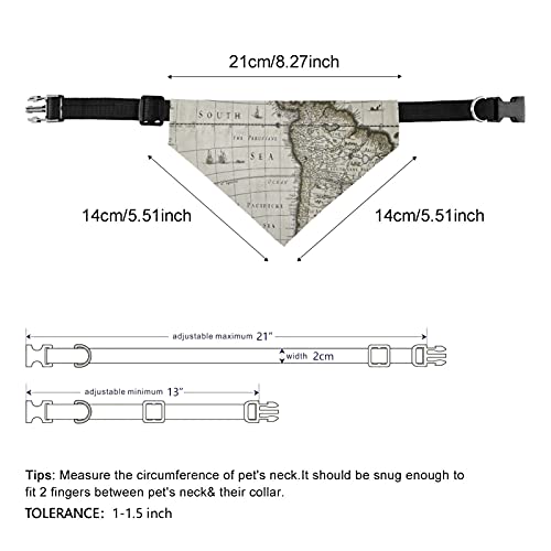Mapa antiguo con mapa de Groenlandia Insertar Mapa Collar de martingala ajustable, baberos de saliva para mascotas collares regulares para gatos, bufandas con hebilla, pañuelo triangular