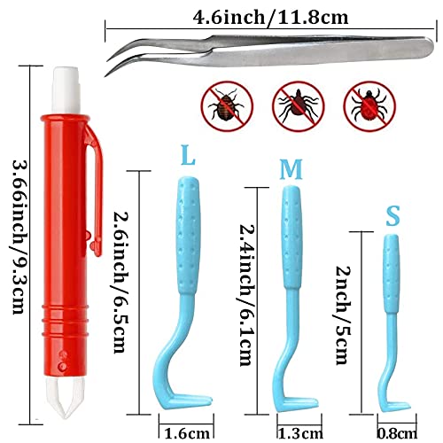 Maridergo Juego de 5 herramientas para eliminar garrapatas, pinzas profesionales para garrapatas, removedor de garrapatas, sin dolor, para perros, gatos, caballos y otras mascotas