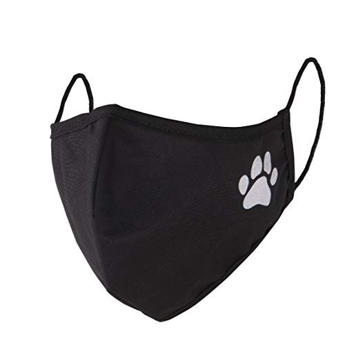 Mascarilla de tela unisex de adulto lavable en negro 100 % algodón motivo Gato perro pata