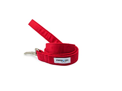 Maskotin Collar y Correa para Perros pequeños, Juego de Collar y Correa para Perro. Cómodo y Fiable (2 Piezas a Conjunto) (S, Red Velvet)